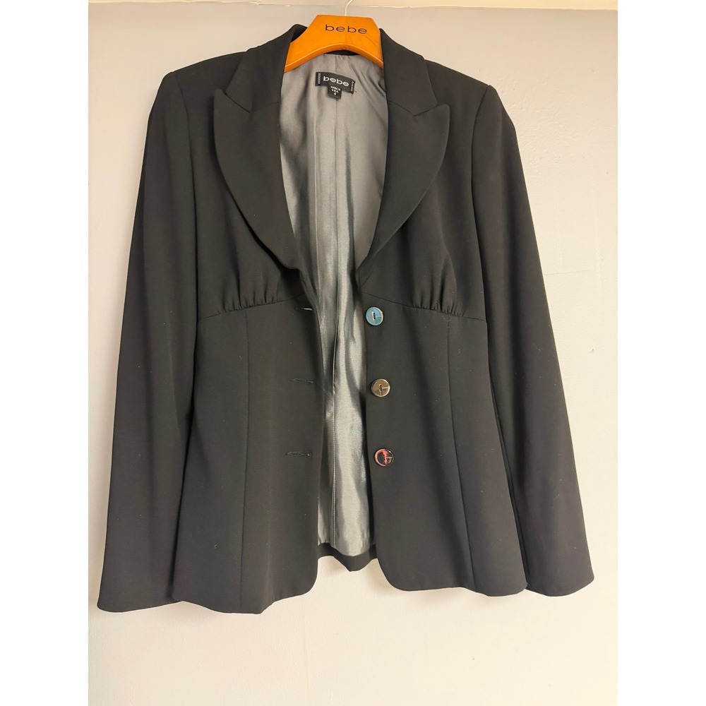 Bebe Black Empire Waist Blazer Jacket Vintage Made in USA Size 4
